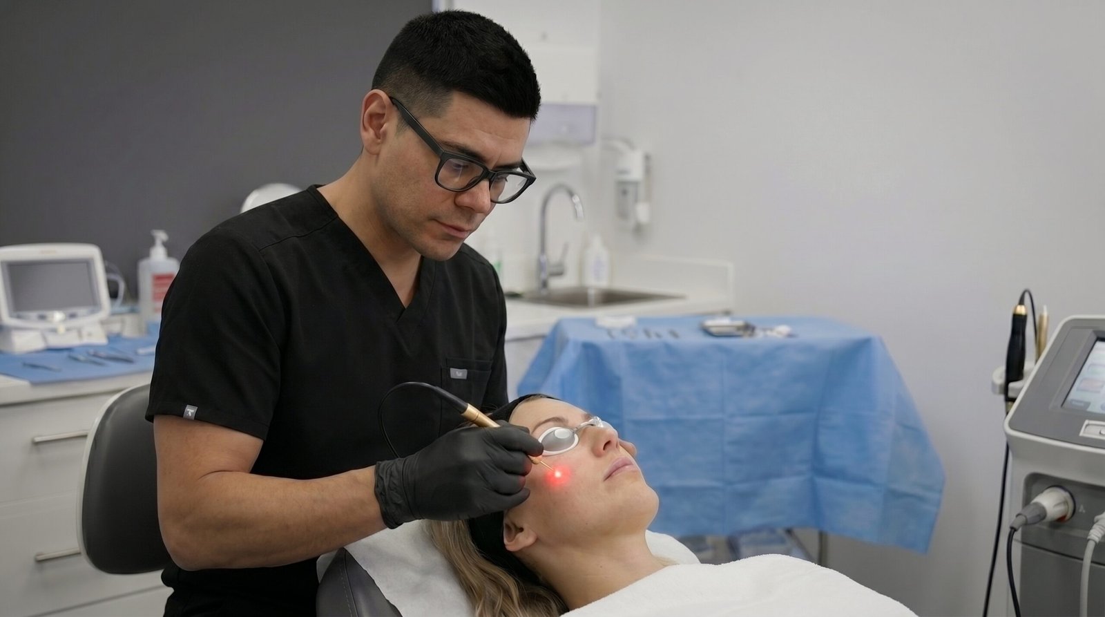 Dr Hugo Amador Chamon performing Endolaser treatment at Unik Glow Aesthetics in Sale, Cheshire